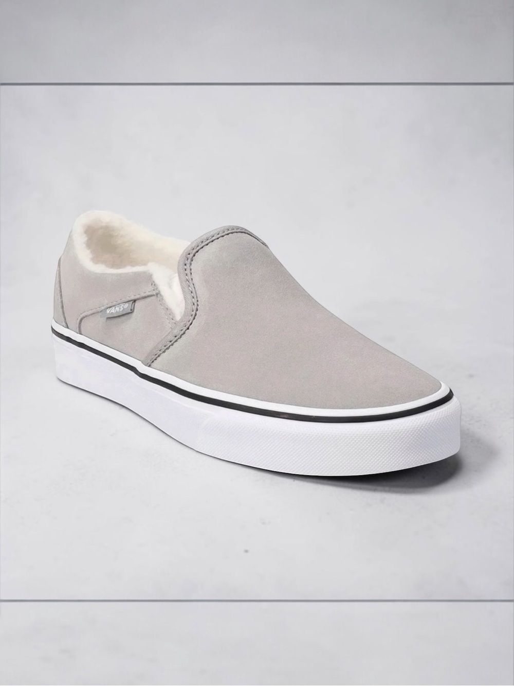 (NWT) Vans Asher Women's Suede Cozy Slip-On Shoes in Gray, Size: 10.5